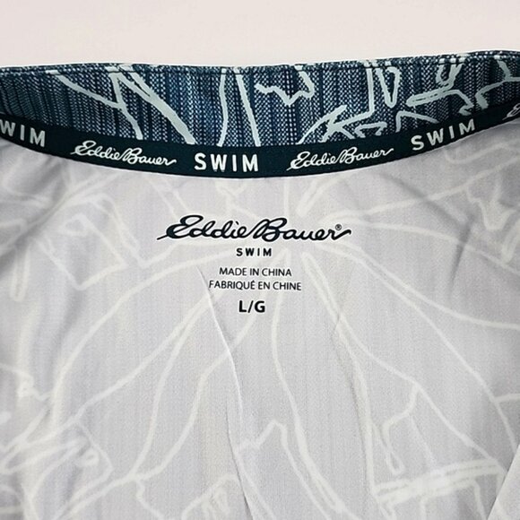 NWT Eddie Bauer Women Swim Top Teal Tropical Print 1/4 Zip Rashguard UPF 50 Sz L - Picture 9 of 14